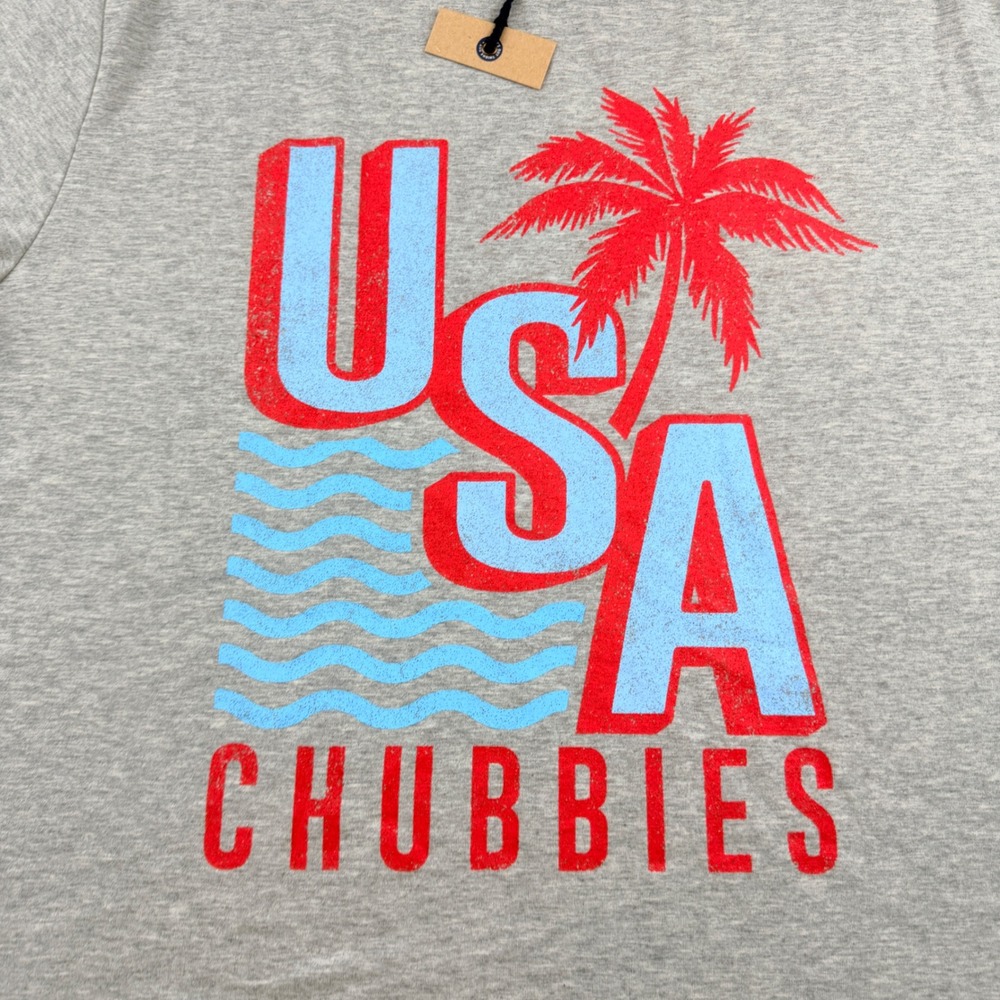 Chubbies USA Palm Tree Graphic Tee Men's Medium Gray Short Sleeve T-Shirt - Picture 7 of 8